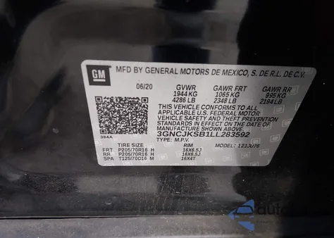 2020 Chevrolet Trax Fwd Ls from USA, damaged, VIN 3GNCJKSB1LL283592